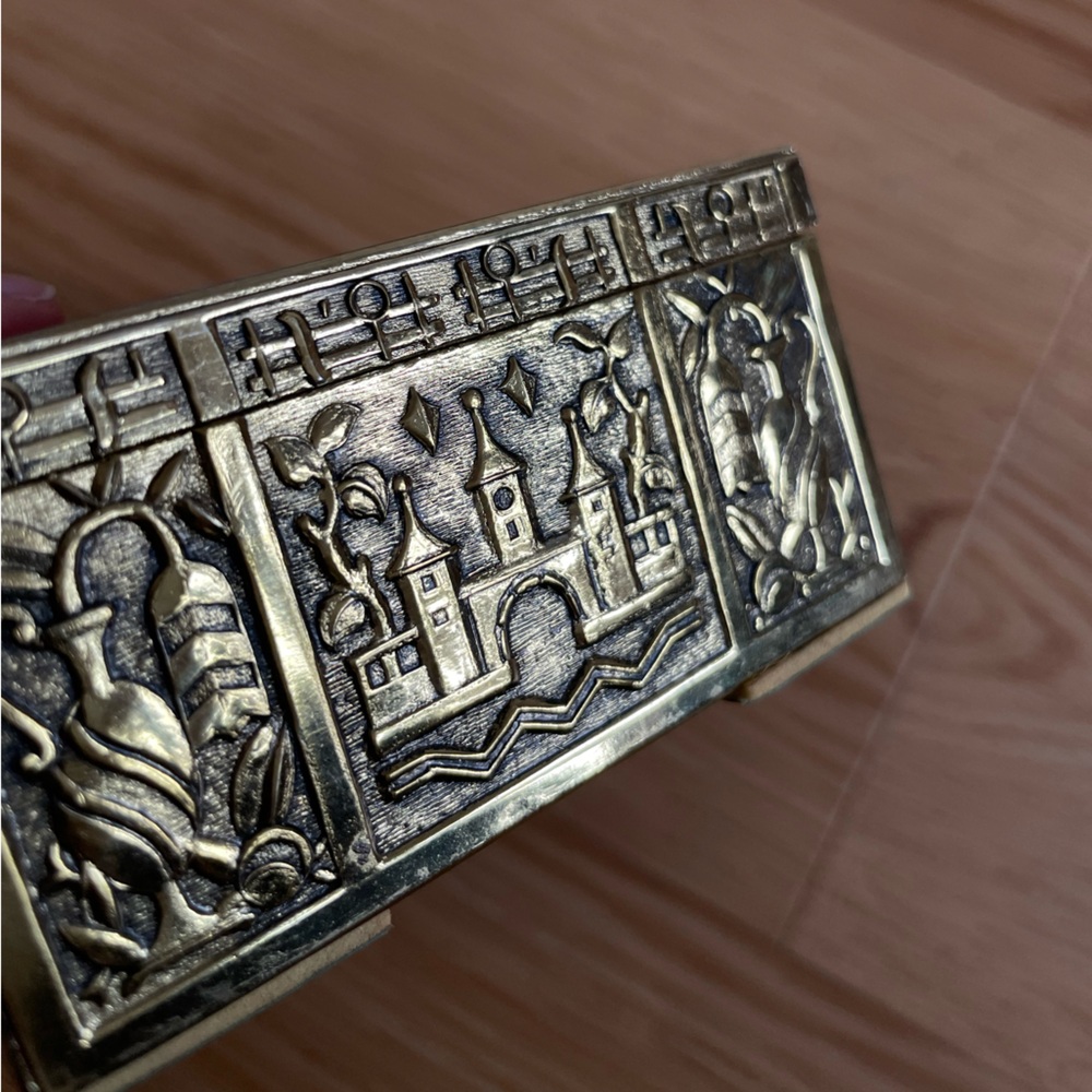 ✨ vintage brass and wood cigarette box trinket box art deco antique - Picture 12 of 15